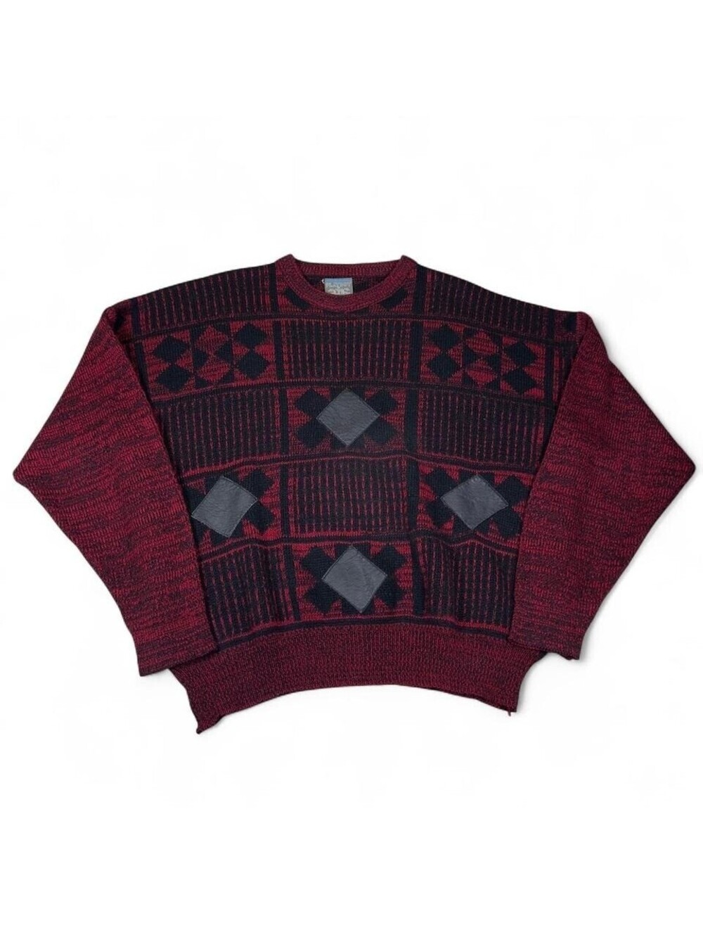 Vintage Playboy Argyle Knit Sweater Unisex XL Red Black